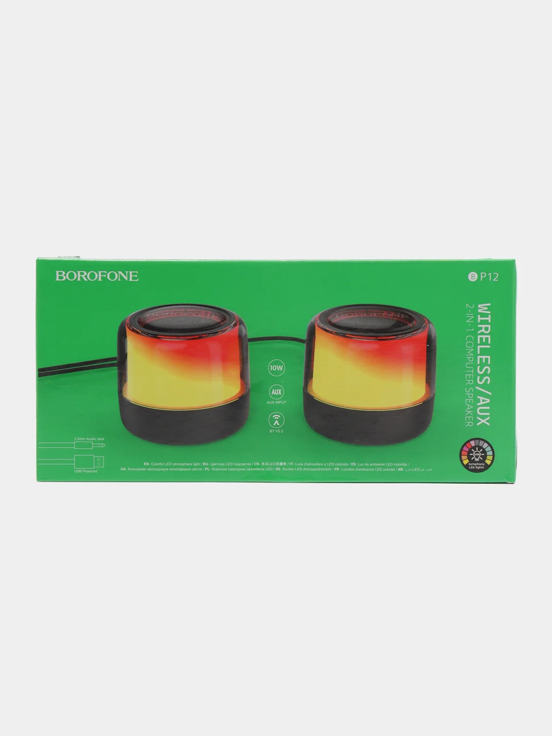 Портативные компьютерные колонки Borofone BP12, Bluetooth, с подсветкой, с пультом
