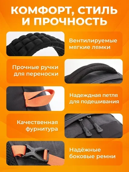 Темно-синий рюкзак Aoking мужской спортивный тканевый вместительный с анатомической спинкой и лямками