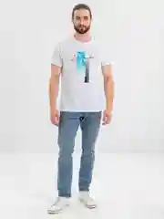 Бежевый меланж мужская футболка с принтом