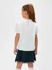 Белый блузка для девочки ACOOLA школьная, прямая, с корткими рукавами