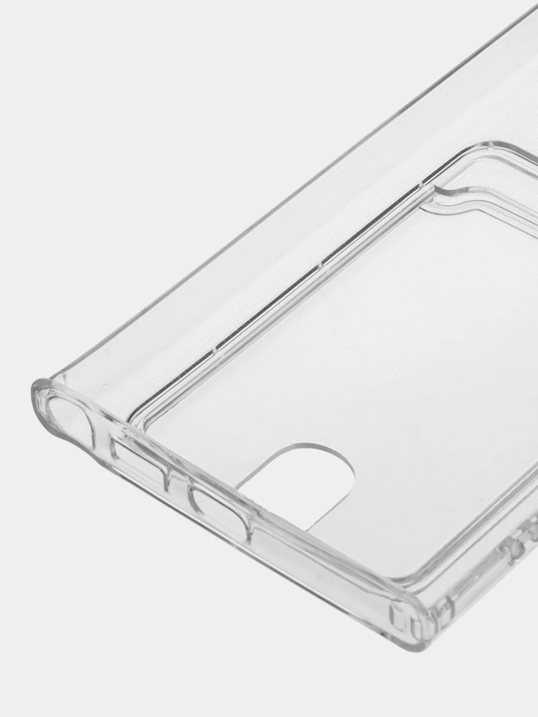 Чехол с карманом для карт на Samsung S23, S23 Ultra, S23 Plus, ударопрочный, прозрачный