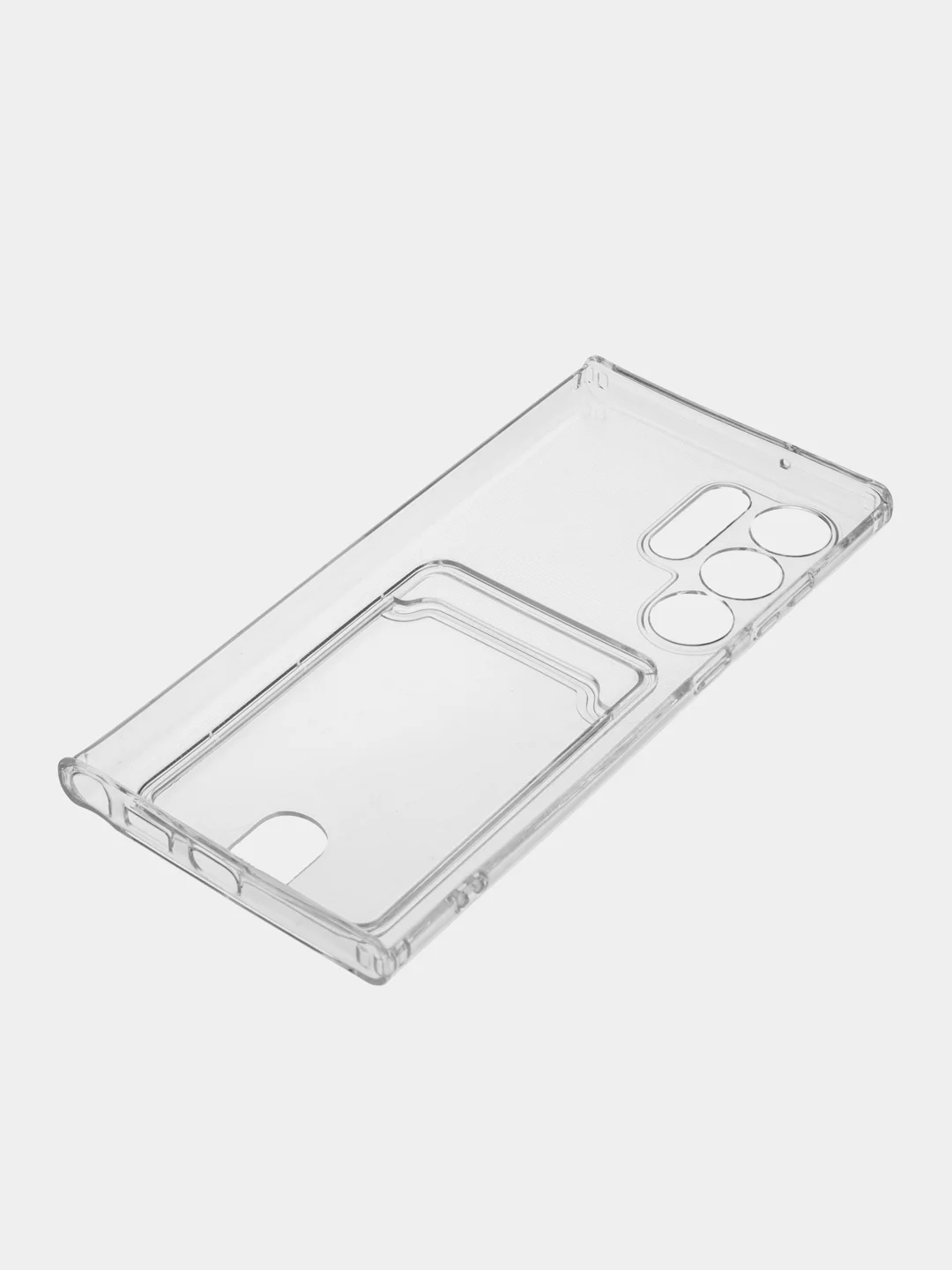 Чехол с карманом для карт на Samsung S23, S23 Ultra, S23 Plus, ударопрочный, прозрачный