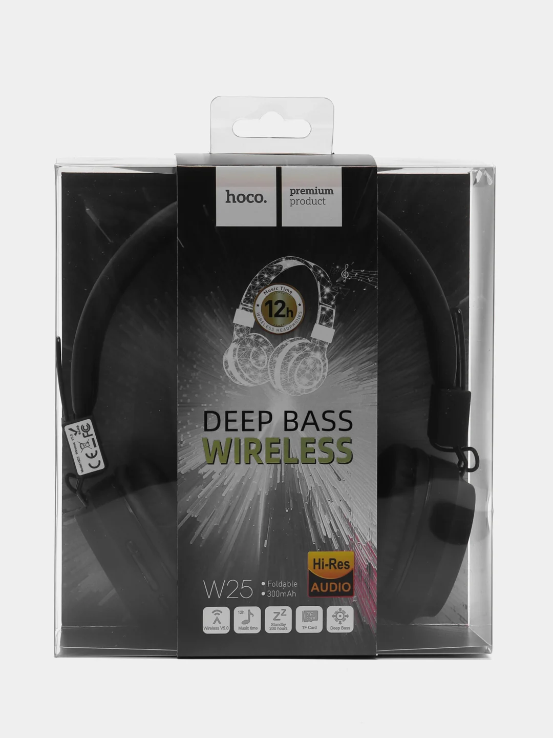 Черный наушники Bluetooth беспроводные Hoco W25