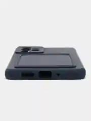 Темно-синий чехол Samsung Galaxy A73, Самсунг Галакси А73, силиконовый, с карманом для карты