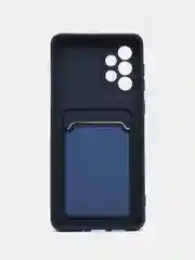 Темно-синий чехол Samsung Galaxy A73, Самсунг Галакси А73, силиконовый, с карманом для карты