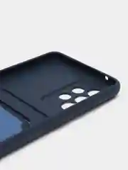 Темно-синий чехол Samsung Galaxy A73, Самсунг Галакси А73, силиконовый, с карманом для карты