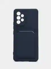 Синий меланж чехол Samsung Galaxy A53, Самсунг Галакси А53 5G, силиконовый, с карманом для карты