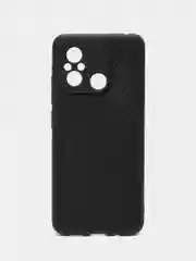 Черный чехол для Xiaomi Redmi 12C / Сяоми Редми 12С, силиконовый, под карбон
