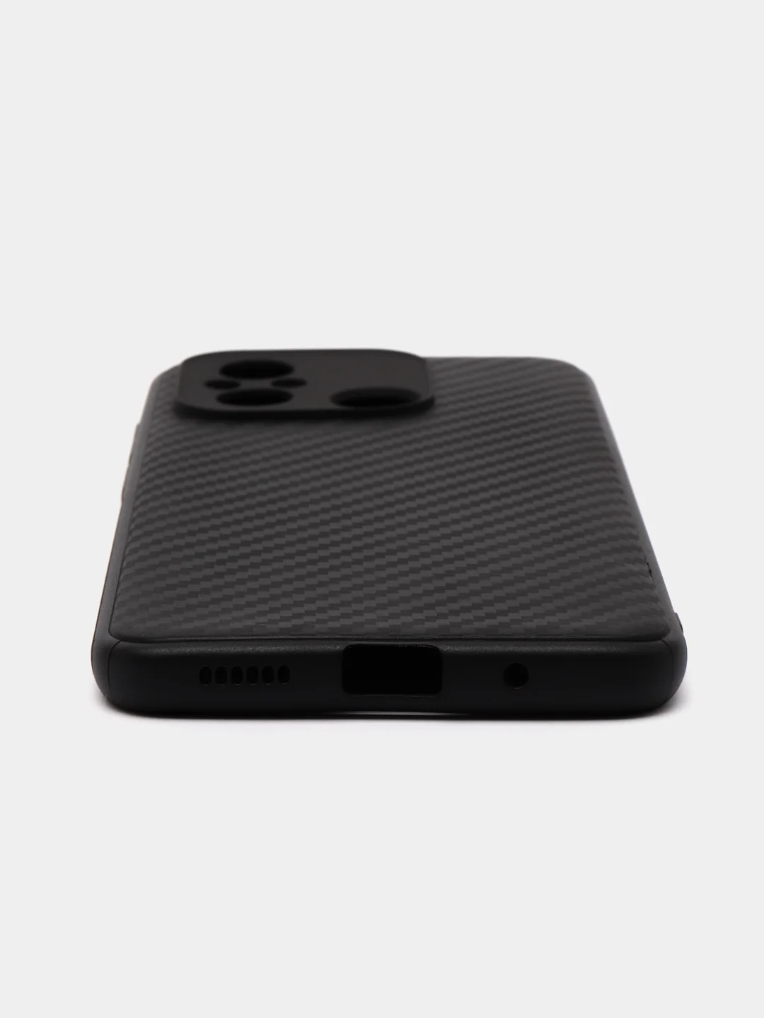 Черный чехол для Xiaomi Redmi 12C / Сяоми Редми 12С, силиконовый, под карбон