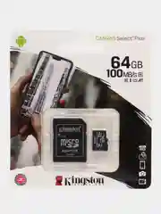 Карта памяти microSDXC 64 Gb Kingston Canvas Select Plus, Uhs-i U1, 100 Мб/с, 513487
