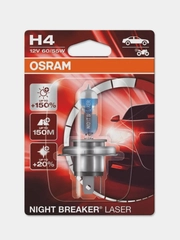 Галогенные лампы OSRAM NIGHT BREAKER LASER H4 12V 60/55W +150%, 64193NL-01B, 1 шт