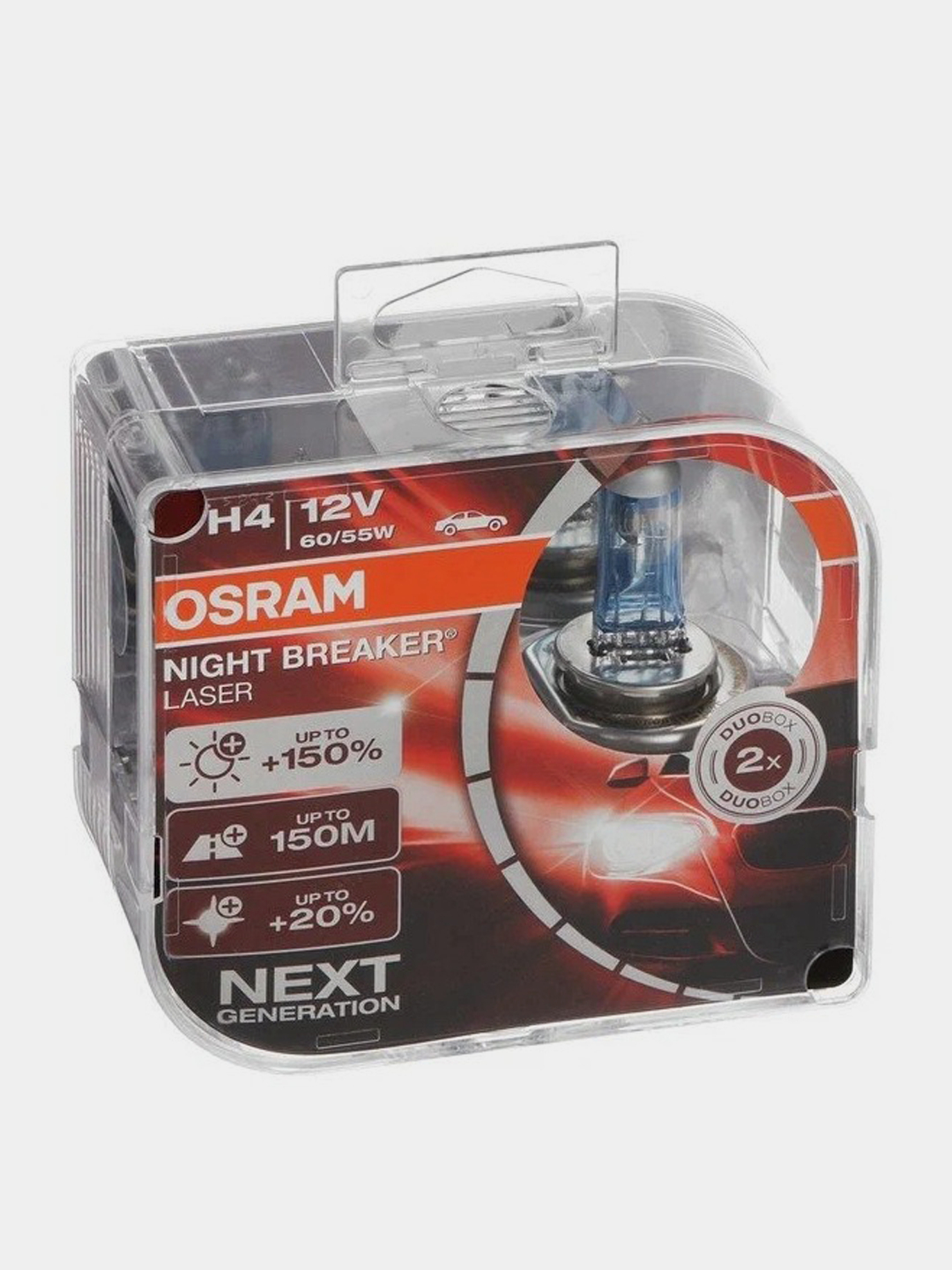 Галогенные лампы OSRAM NIGHT BREAKER LASER H4 +150% 12V 60/55W, 64193NL-HCB,  2 шт. купить по цене 2282 ₽ в интернет-магазине KazanExpress
