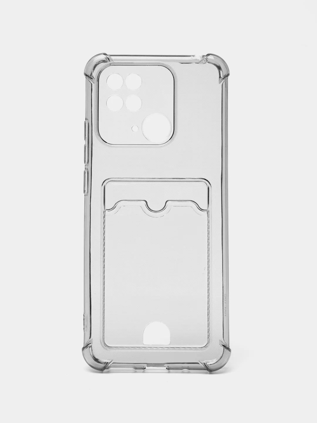 Черный чехол для Xiaomi Redmi 10C / Poco C40, Сяоми Редми 10С, прозрачный, с карманом для карты