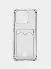Черный чехол для Xiaomi Redmi 10C / Poco C40, Сяоми Редми 10С, прозрачный, с карманом для карты