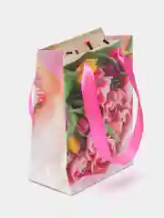 Алый пакет бумажный, 14,8*10,9*5,8 см, Цветы