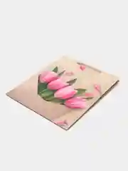 Кораллово-розовый пакет бумажный, 32*26*10 см, цветы