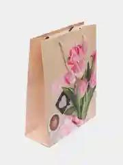 Конфетный пакет бумажный, 32*26*10 см, цветы