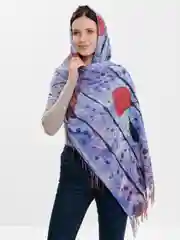 Коралловый палантин кашемировый