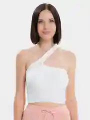 Белый топ майка с разрезом
