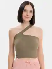 Хаки топ майка с разрезом