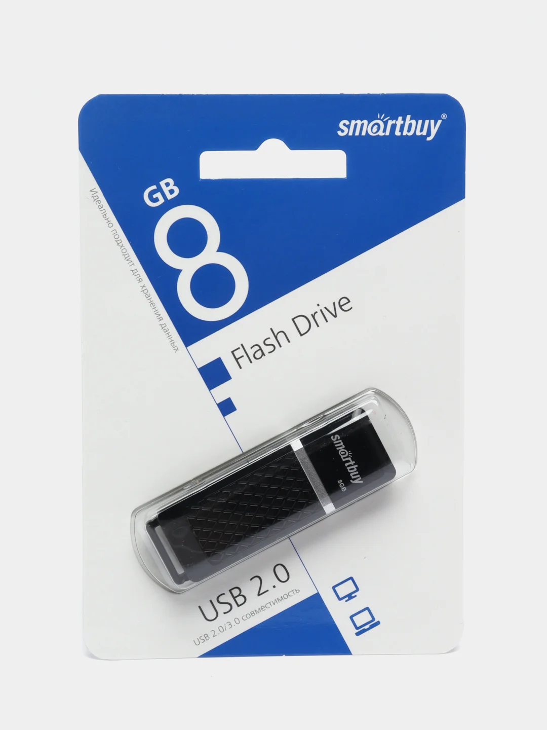 Флешка накопитель для компьютера 8 Gb, Smartbuy Quartz, Usb 2.0, черный, 512766