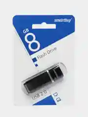 Флешка накопитель для компьютера 8 Gb, Smartbuy Quartz, Usb 2.0, черный, 512766