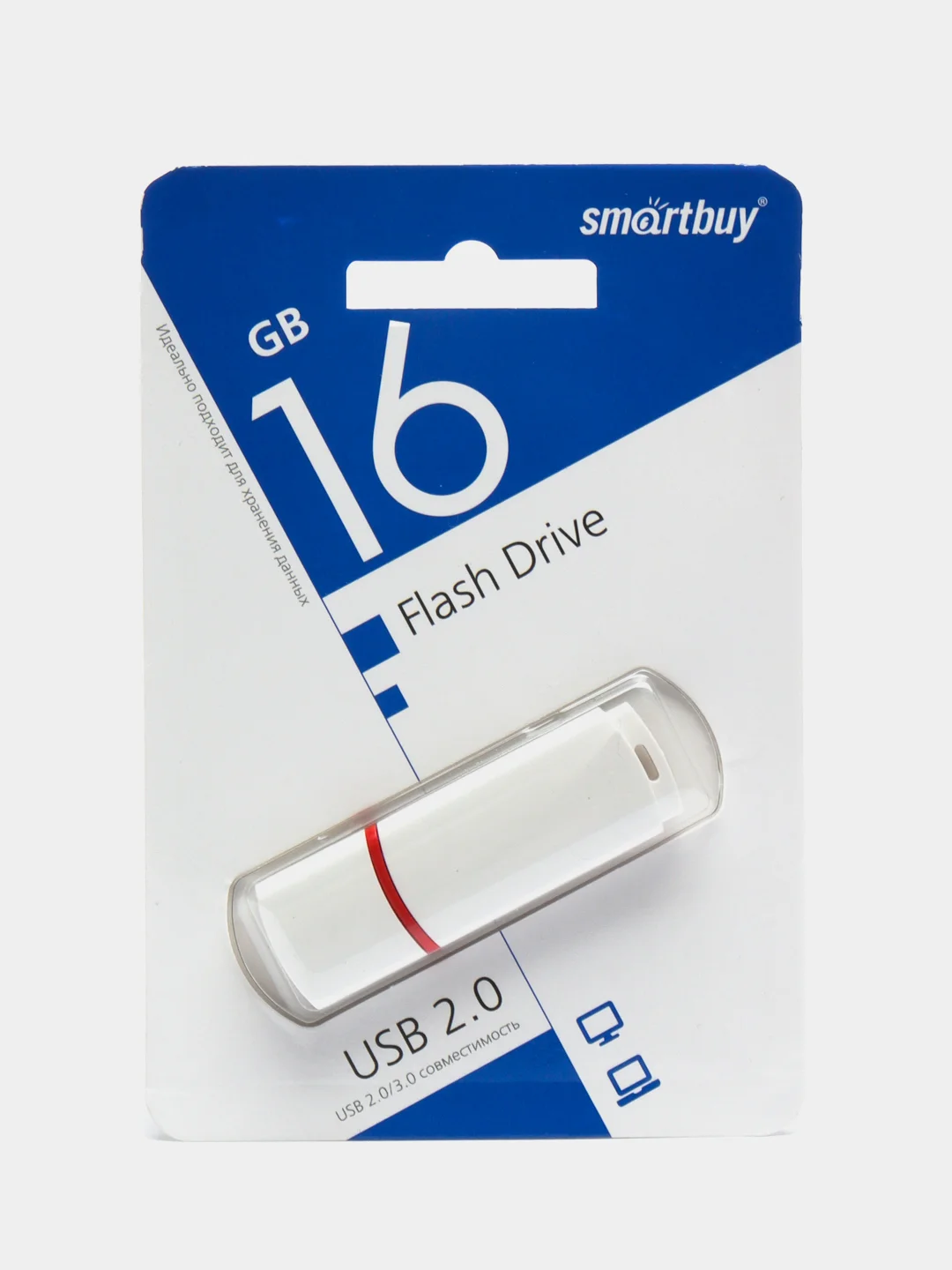 Флешка накопитель для компьютера 16 Gb, Smartbuy Crown, Usb 2.0, белый, 512762