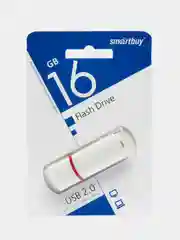 Флешка накопитель для компьютера 16 Gb, Smartbuy Crown, Usb 2.0, белый, 512762