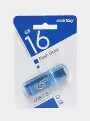 Флешка накопитель для компьютера 16 Gb, Smartbuy Glossy, Usb 2.0, синий, 512191