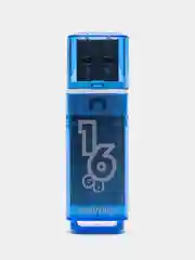 Флешка накопитель для компьютера 16 Gb, Smartbuy Glossy, Usb 2.0, синий, 512191