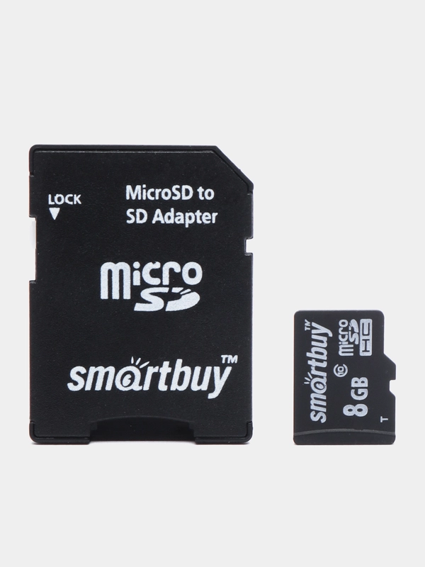 Карта памяти micro Sdhc, 8 Gb, Smartbuy, 10 Мб/сек, class 10, с адаптером, 512805