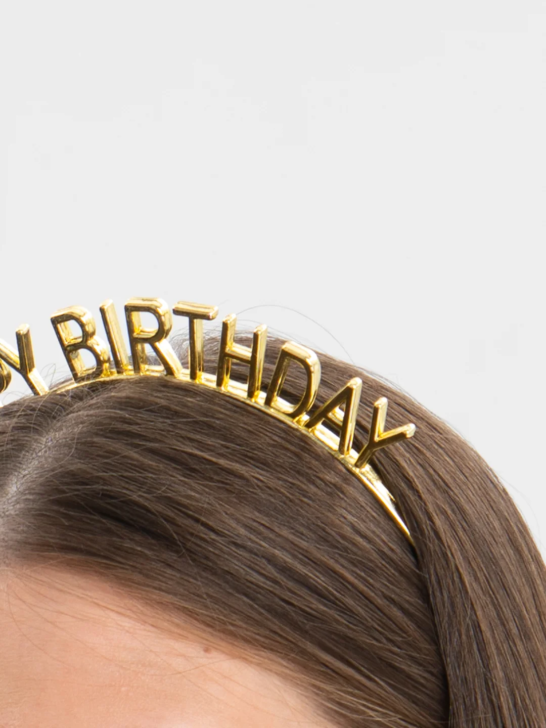 Золотой ободок для волос на рождения с надписью Happy Birthda /ободок праздничный