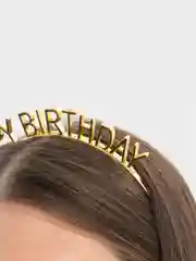 Золотой ободок для волос на рождения с надписью Happy Birthda /ободок праздничный