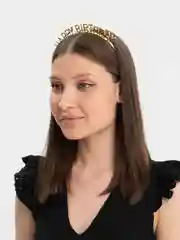 Золотой ободок для волос на рождения с надписью Happy Birthda /ободок праздничный