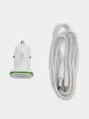 Белый азу с кабелем Micro USB, 2.4А, 2USB, автомобильное зарядное устройство