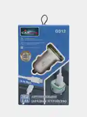 Белый азу с кабелем Micro USB, 2.4А, 2USB, автомобильное зарядное устройство