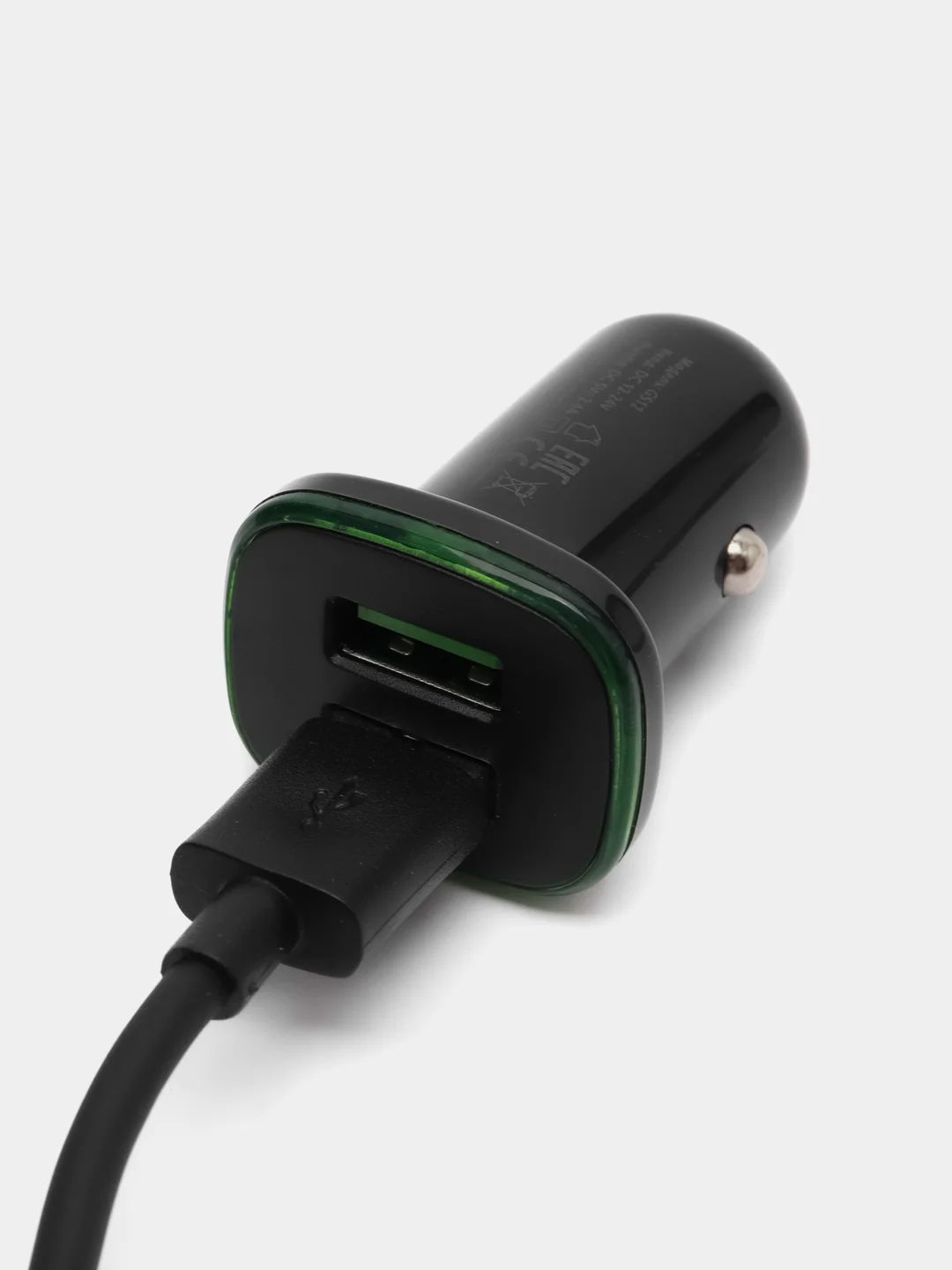 Черный азу с кабелем Micro USB, 2.4А, 2USB, автомобильное зарядное устройство