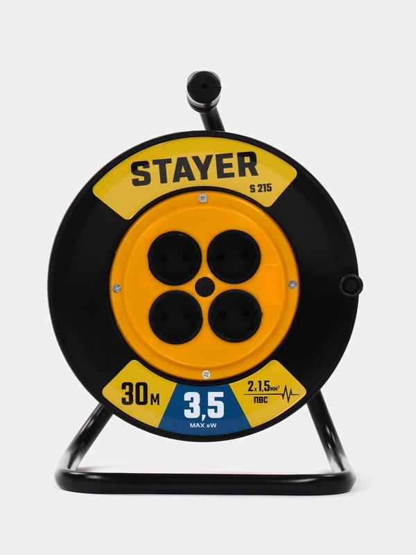 Силовой удлинитель, на катушке Stayer S-215 ПВС, 2 х 1.5 мм2 удлинитель электрический