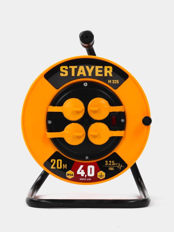 Силовой удлинитель на катушке STAYER М-325 ПВС 3х2.5 удлинитель электрический