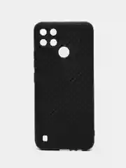 Черный чехол для Realme C21Y, C25Y (Реалми С21У, С25У), силиконовый, под карбон