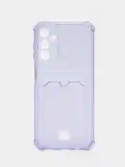 Лавандовый чехол противоударный для Samsung Galaxy A14 (Самсунг А14) прозрачный, с карманом для карты
