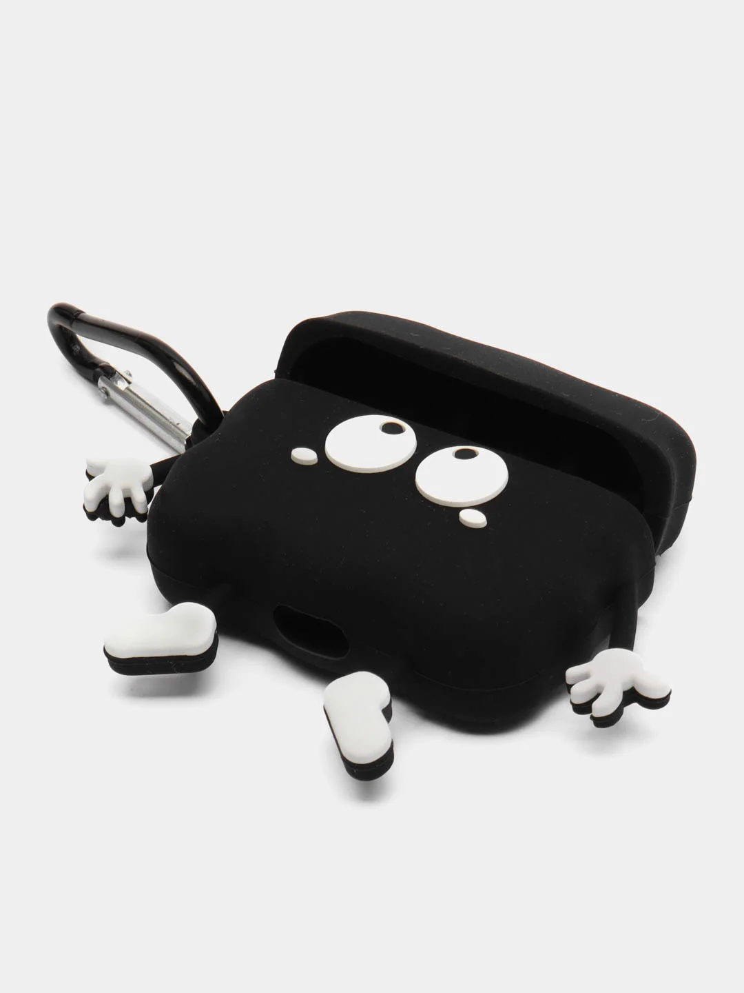 Черный 3d чехол для наушников AirPods Pro/Pro 2, с карабином, силиконовый