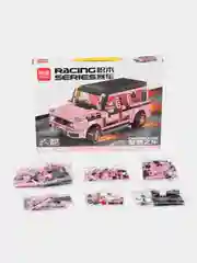 Розовый конструктор "Гоночные машины", блочный, сборный, 314-361 деталей