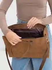 Шоколадный женская сумка формат а4, замшевая сумка, большая сумка