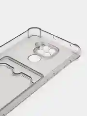 Черный чехол для Xiaomi Redmi Note 9, Сяоми Редми Нот 9 прозрачный, с карманом для карты