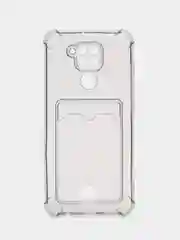 Черный чехол для Xiaomi Redmi Note 9, Сяоми Редми Нот 9 прозрачный, с карманом для карты