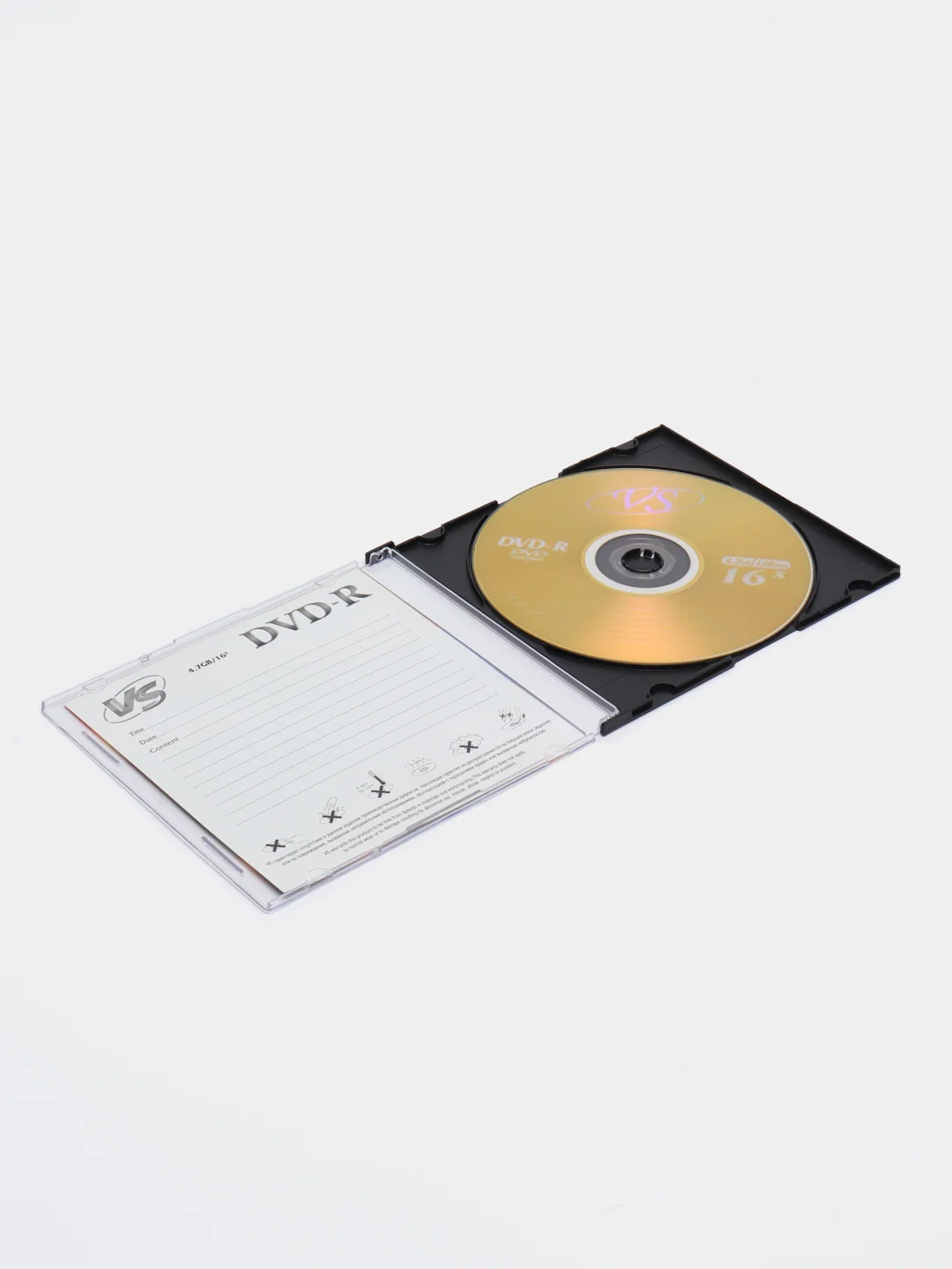Диски DVD-R (двд) для записи Vs, 4,7 Gb, 16x, Slim Case, 1 штука, Vsdvdrsl01, 511550