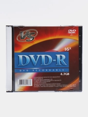 Диски DVD-R (двд) для записи Vs, 4,7 Gb, 16x, Slim Case, 1 штука, Vsdvdrsl01, 511550
