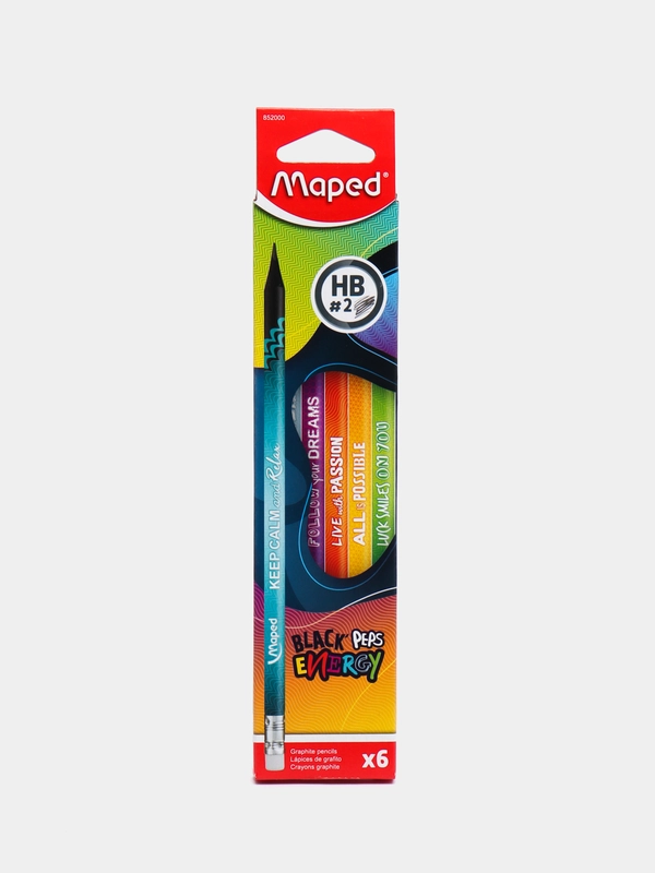 Карандаши простые чернографитные для рисования, школы Maped, 6 штук, Hb с ластиком, 852000