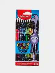 Карандаши цветные для рисования мягкие Maped Color Peps Black Monster, 12 цветов, 181986
